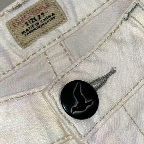 Free People Cream Straight Leg Jeans - Picture 4 of 6